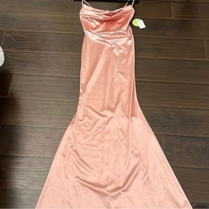 pink, silk slip dress, long
